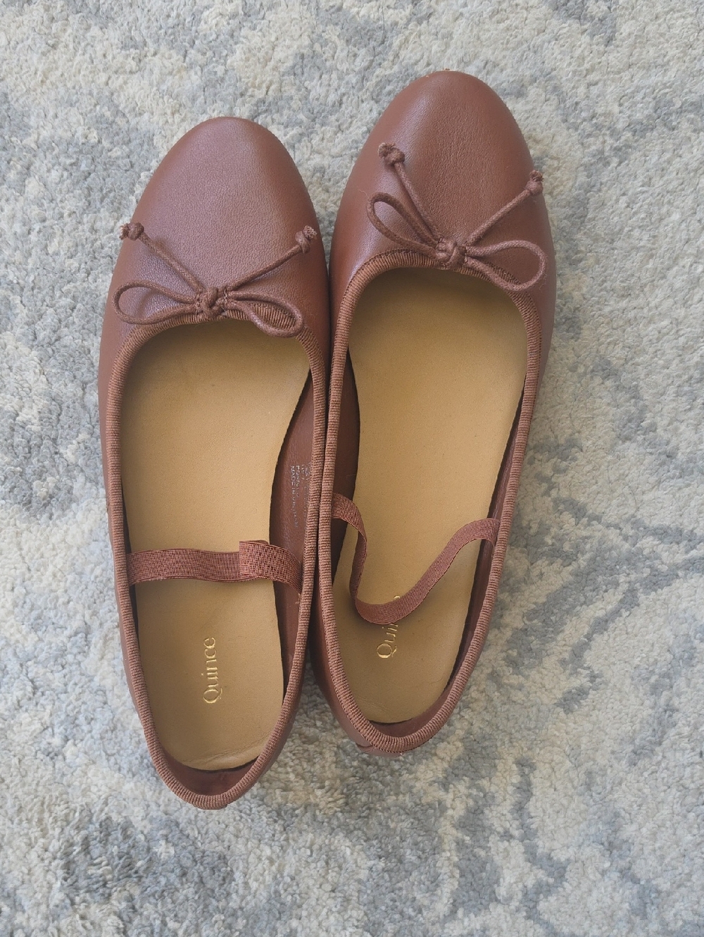 Quince Brown Leather Mary Jane Ballet Flats with Bow - Picture 7 of 7